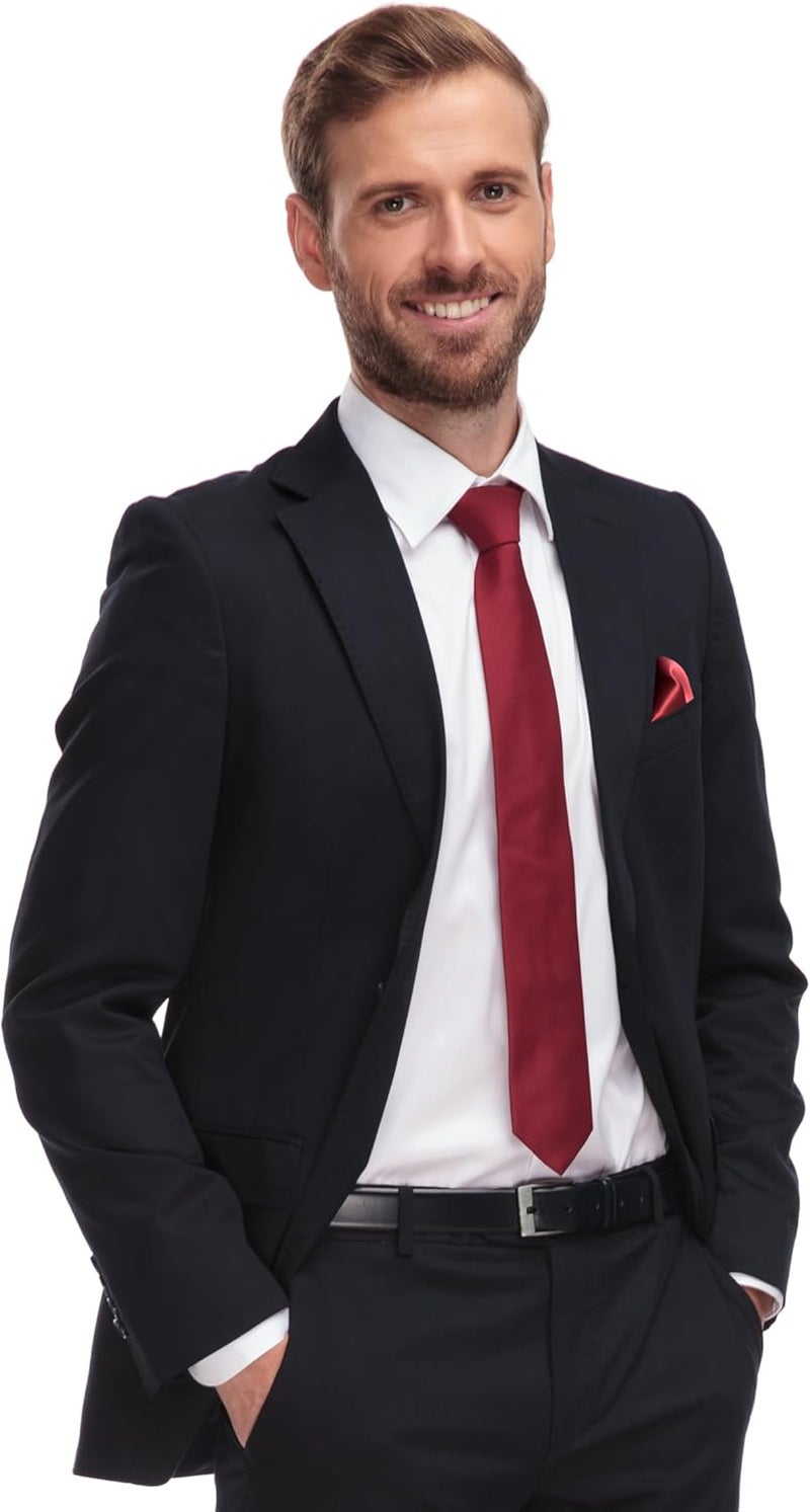 Trilece Ties for Men - Mens Solid Color Formal Necktie and Pocket Square Sets - Image 4